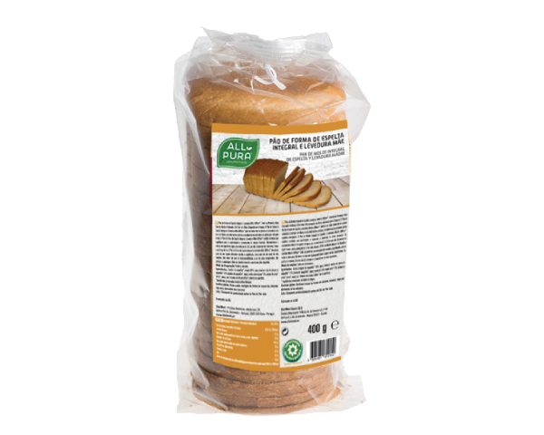 ALLPURA PAO DE FORMA ESPELTA INTEGRAL E LEVEDURA MAE | 400g