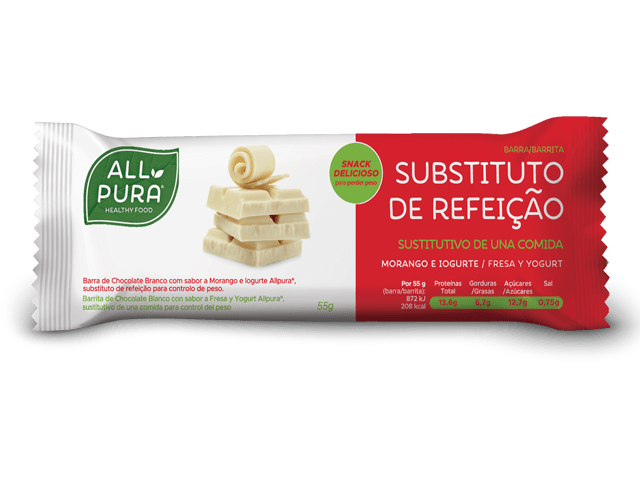 ALLPURA BARRA SUBSTITUTA REFEICAO CHOCOLATE BRANCO | MORANGO E IOGURTE 55G